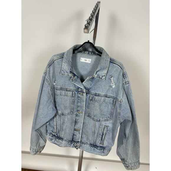 MNG Denim Trucker Jacket Oversized Size XS - Picture 2 of 4